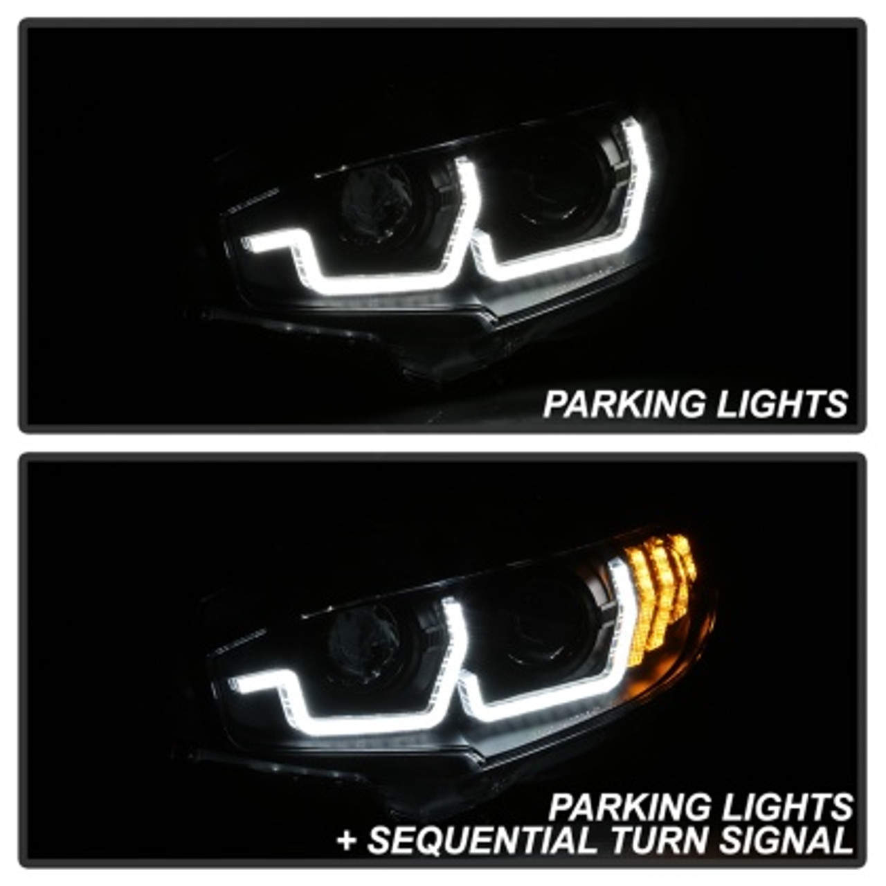 Spyder 16-18 Honda Civic 4Dr w/LED Seq Turn Sig Lights Proj Headlight - Black