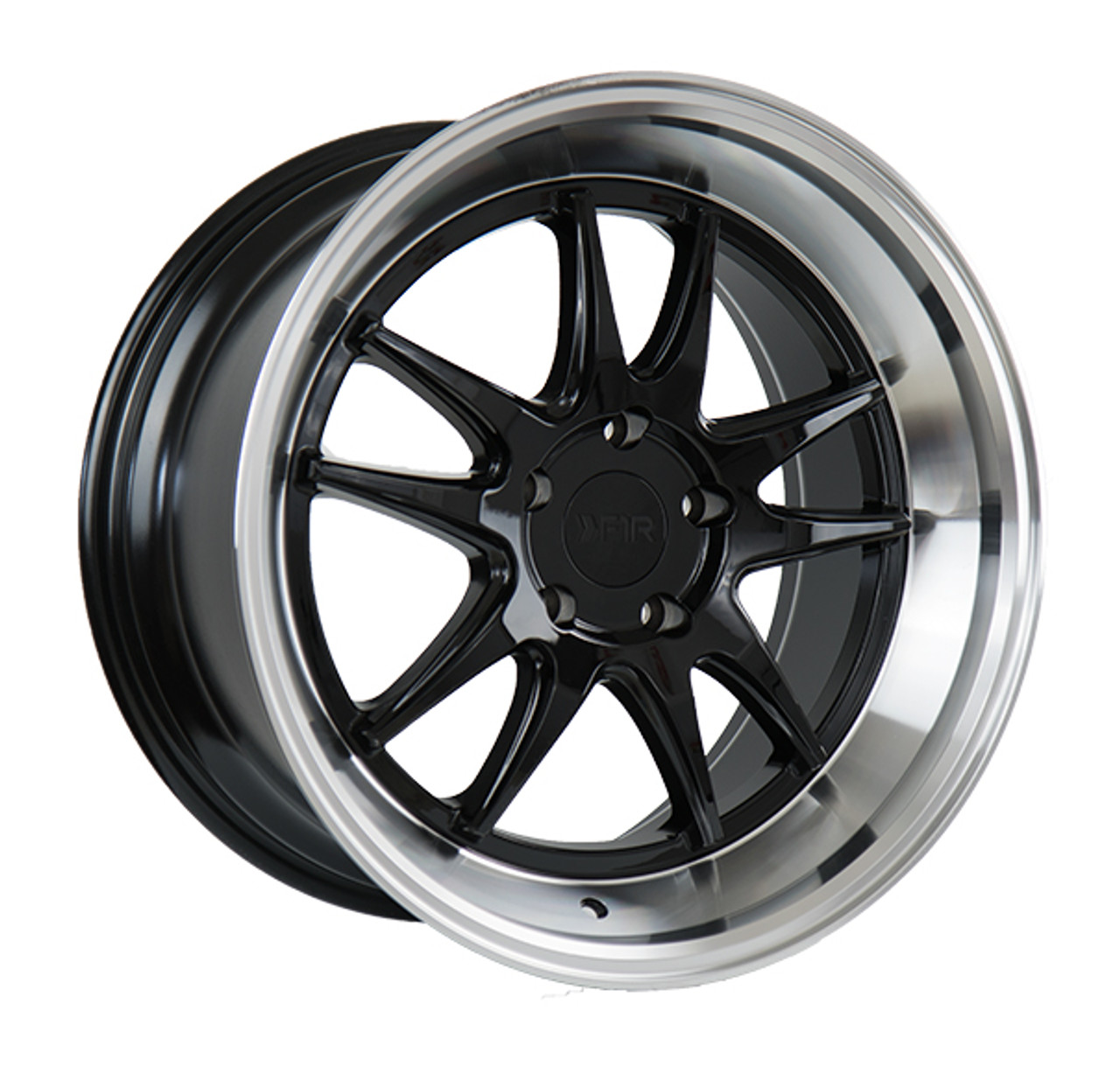 F1R F102 18x8.5 +42 Gloss Black with a Polished Lip