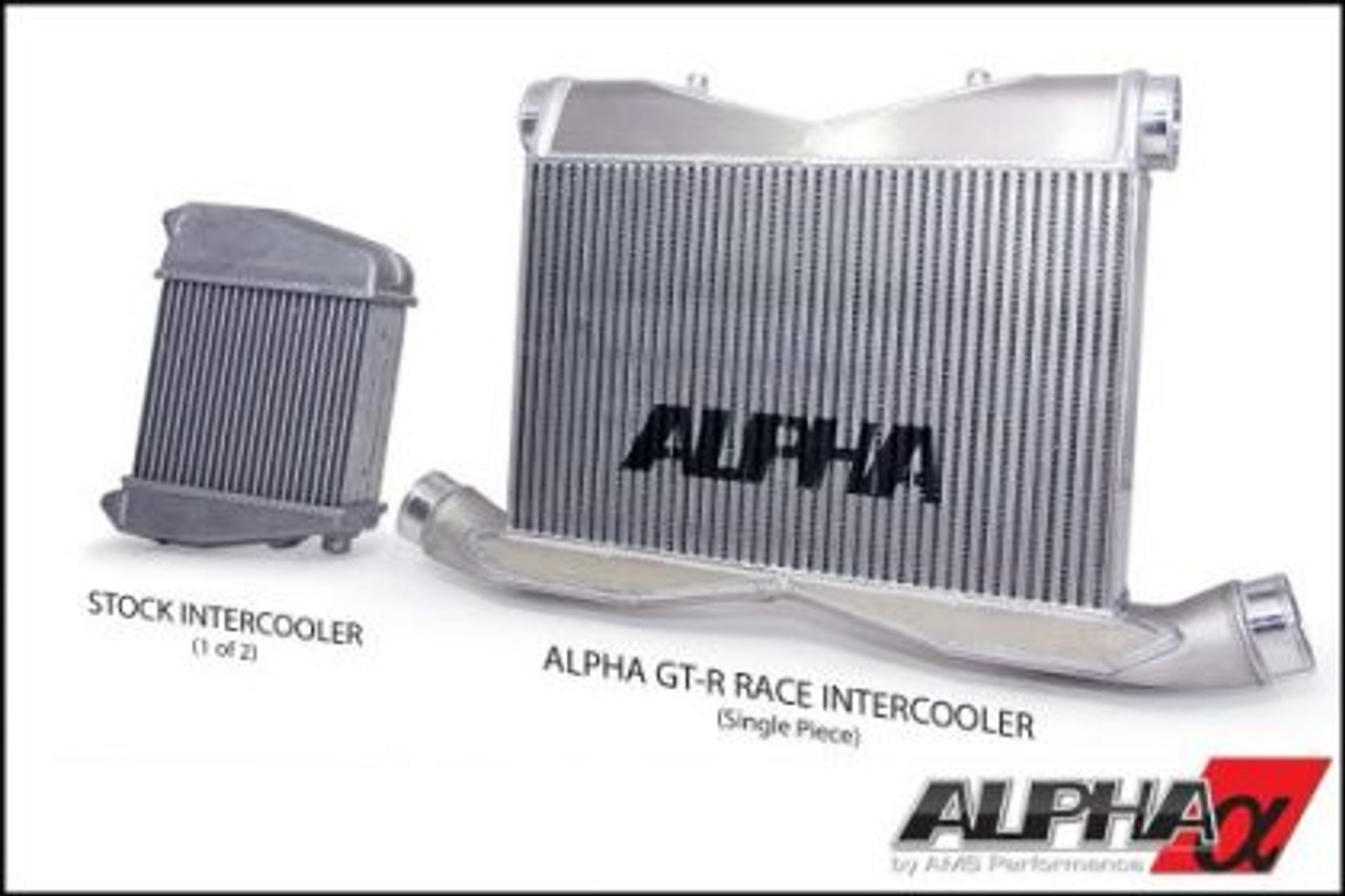 AMS Performance 09-11 Nissan GT-R Alpha Race Front Mount Intercooler w/Logo - Stock vs Alpha GT-R Race