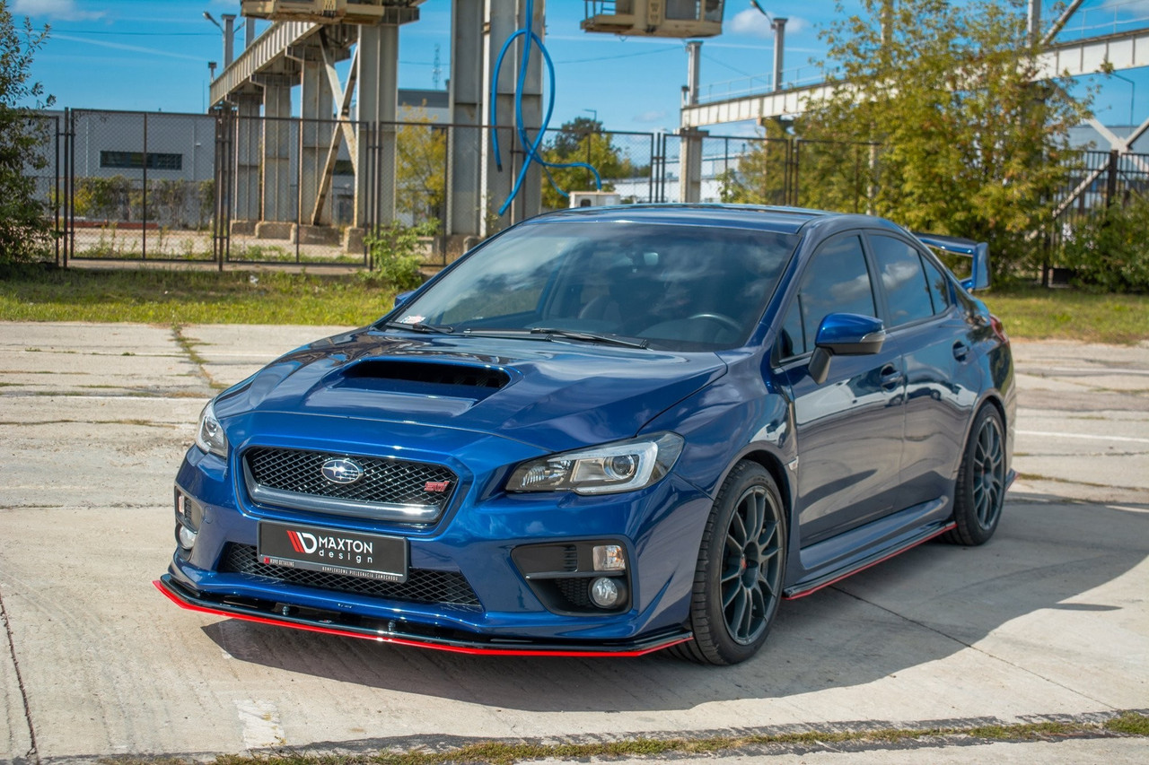 MAXTON DESIGN V2 REDLINE GLOSS BLACK FRONT LIP 2015+ WRX / 2015+ STI