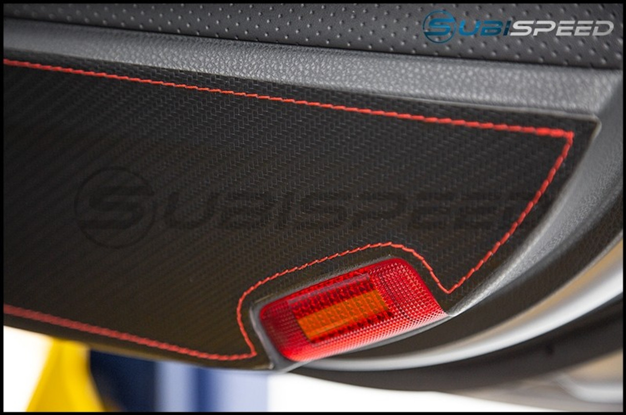 OLM CARBON LOOK KICK GUARD PROTECTION SET WITH RED OR SILVER STITCHING 2013+ FR-S / BRZ / 86
