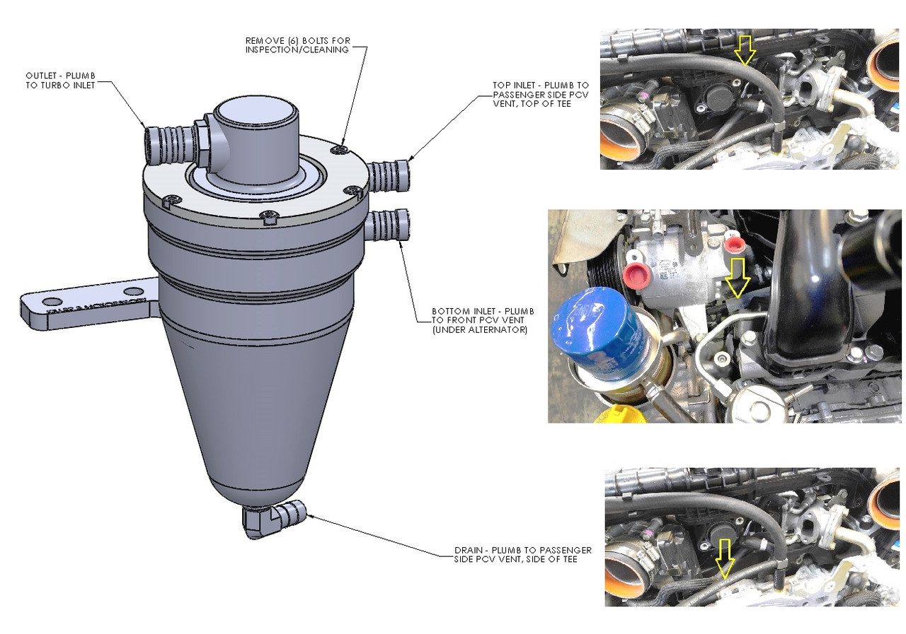 Killer B 08-14 WRX / 08-17 STI Air/Oil Separator w/ Plumbing