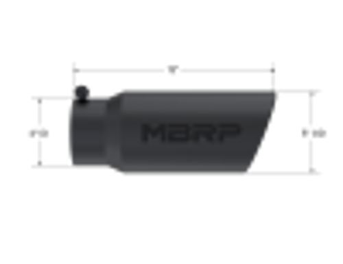 MBRP Universal Tip 5 O.D. Angled Rolled End 4 inlet 12 length - Black Finish