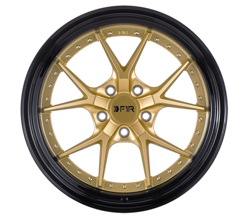 F1R F105 18x8.5 +38 Gold with a Black Lip