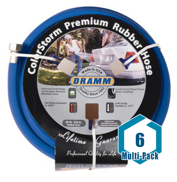 Dramm ColorStorm Premium Rubber Hose 5/8 in 50 ft Blue: 6 pack