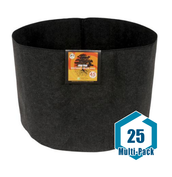 Gro Pro Essential Round Fabric Pot - Black 45 Gallon: 25 pack