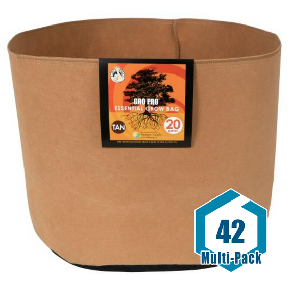 Gro Pro Essential Round Fabric Pot - Tan 20 Gallon: 42 pack