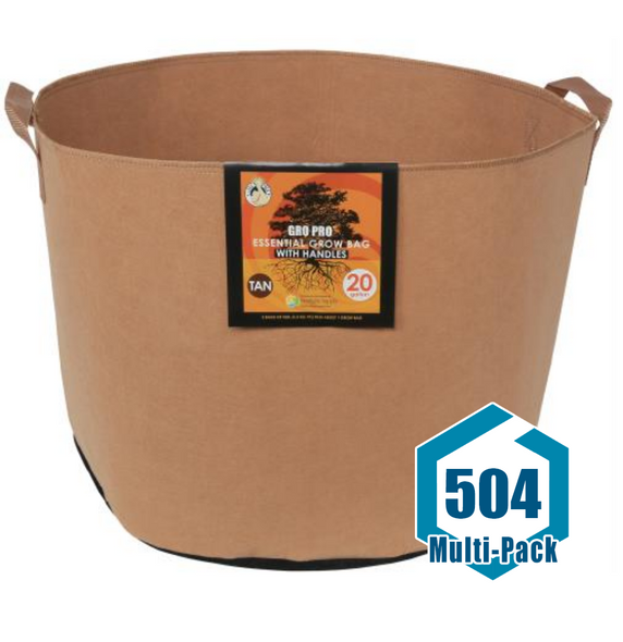 Gro Pro Essential Round Fabric Pot w/ Handles 20 Gallon - Tan: 504 pack