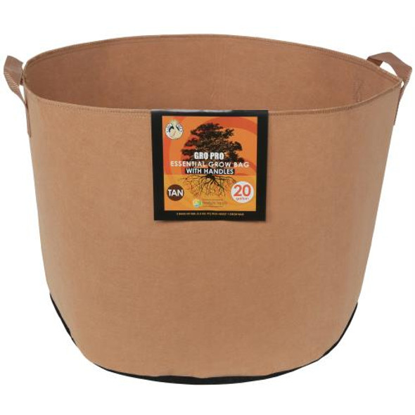 Gro Pro Essential Round Fabric Pot w/ Handles 20 Gallon - Tan