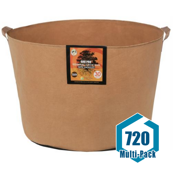 Gro Pro Essential Round Fabric Pot w/ Handles 30 Gallon - Tan: 720 pack
