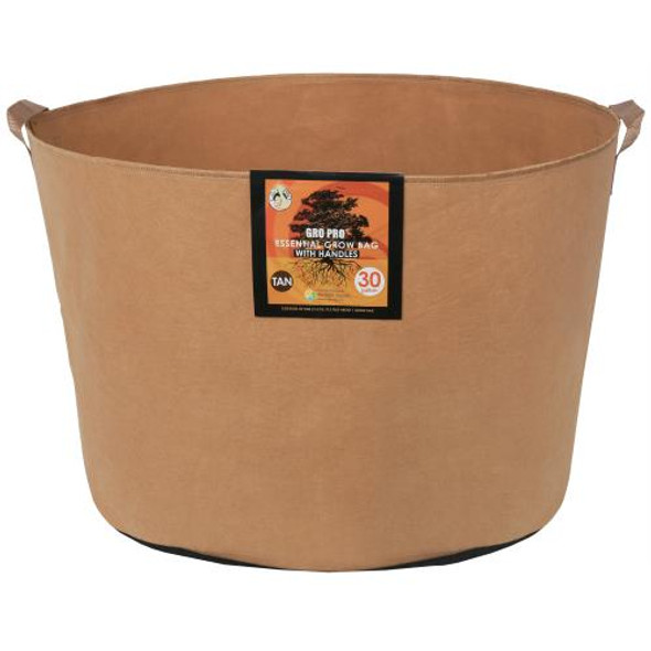 Gro Pro Essential Round Fabric Pot w/ Handles 30 Gallon - Tan