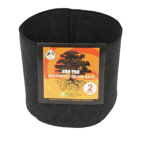 Gro Pro Essential Round Fabric Pot - Black 2 Gallon