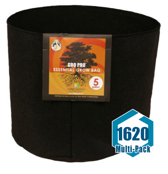 Gro Pro Essential Round Fabric Pot - Black 5 Gallon: 1620 pack