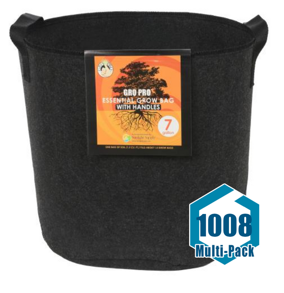 Gro Pro Essential Round Fabric Pot w/ Handles 7 Gallon - Black: 1008 pack