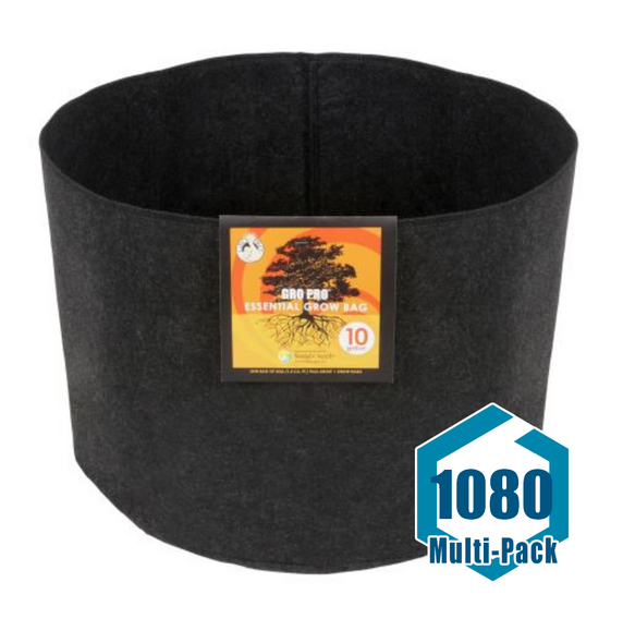 Gro Pro Essential Round Fabric Pot - Black 10 Gallon: 1080 pack