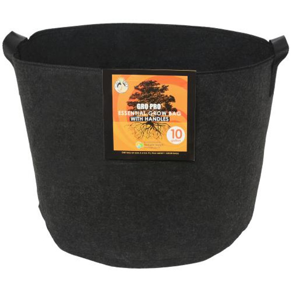 Gro Pro Essential Round Fabric Pot w/ Handles 10 Gallon - Black