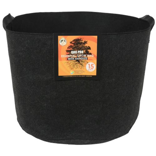 Gro Pro Essential Round Fabric Pot w/ Handles 15 Gallon - Black