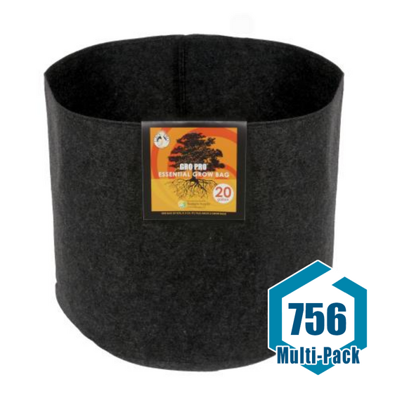 Gro Pro Essential Round Fabric Pot - Black 20 Gallon: 756 pack
