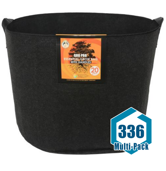 Gro Pro Essential Round Fabric Pot w/ Handles 20 Gallon - Black: 336 pack