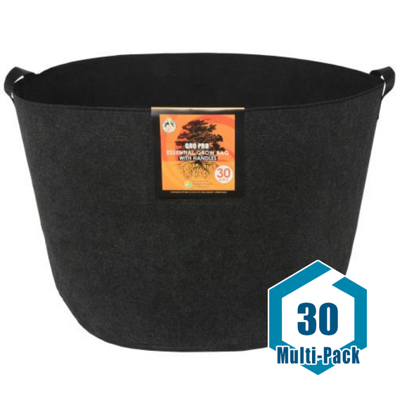 Gro Pro Essential Round Fabric Pot w/ Handles 30 Gallon - Black: 30 pack