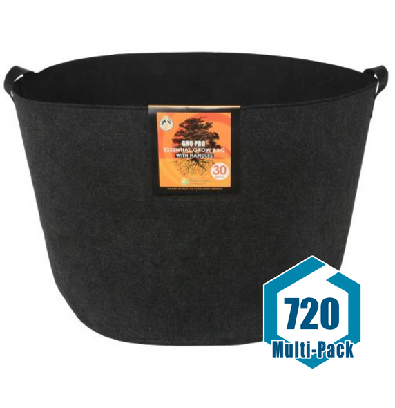 Gro Pro Essential Round Fabric Pot w/ Handles 30 Gallon - Black: 720 pack