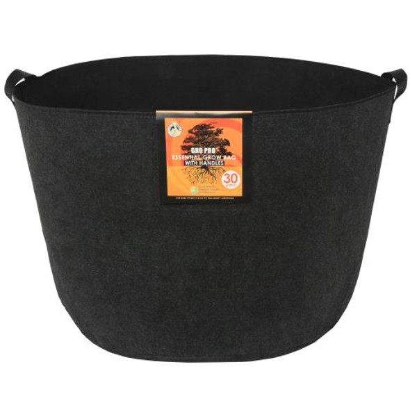 Gro Pro Essential Round Fabric Pot w/ Handles 30 Gallon - Black