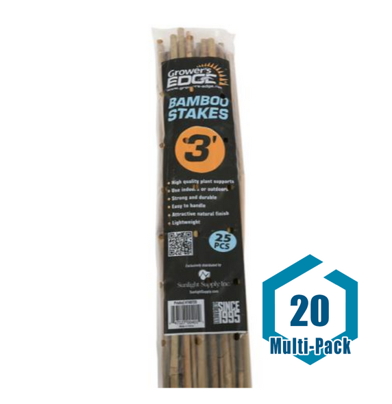 Grower's Edge Natural Bamboo 3 ft - 25/Bag : 20 pack