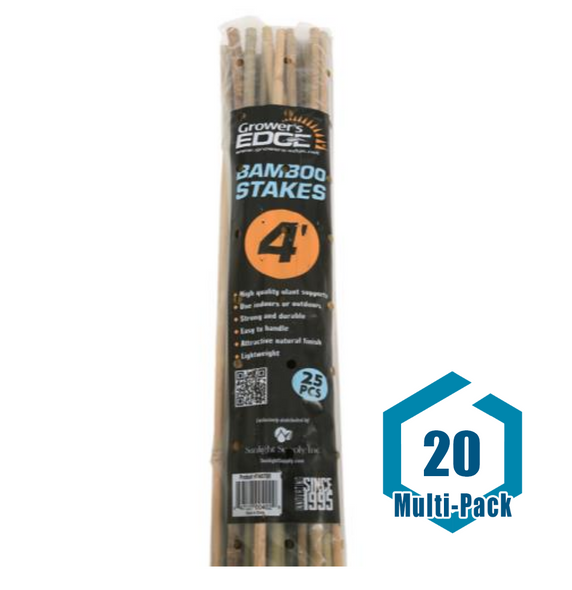 Grower's Edge Natural Bamboo 4 ft - 25/Bag : 20 pack