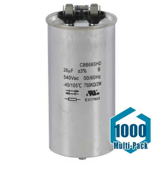Replacement Capacitors HPS 1000 - 26 MFD 525 Volt (Single/Wet): 1000 pack