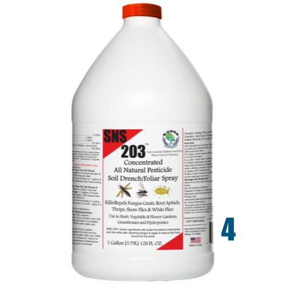 SNS 203 Conc. Pesticide Soil Drench/Foliar Spray Gallon: 4 pack