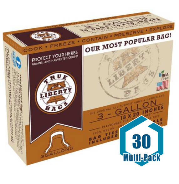 True Liberty 3 Gallon Bags 18 in x 20 in (25/pack): 30 pack