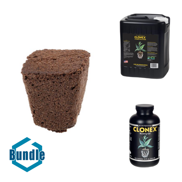 Root Riot Replacement Cubes - 1500 Cubes bundled with HydroDynamics Clonex Clone Solution 2.5 Gallon bundled with HydroDynamics Clonex Gel Quart