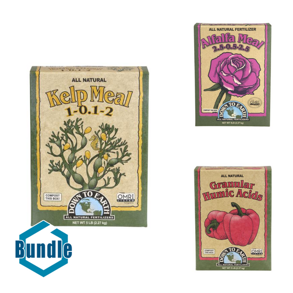 Down To Earth Kelp Meal - 5 lb bundled with Down To Earth Alfalfa Meal - 5 lb bundled with Down To Earth Granular Humic Acid - 5 lb