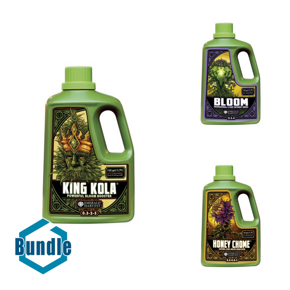 Emerald Harvest King Kola Gallon/3.8 Liter bundled with Emerald Harvest Bloom Gallon/3.8 Liter bundled with Emerald Harvest Honey Chome Gallon/3.8 Liter