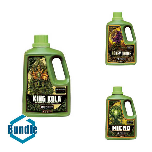 Emerald Harvest King Kola Gallon/3.8 Liter bundled with Emerald Harvest Honey Chome Gallon/3.8 Liter bundled with Emerald Harvest Micro Gallon/3.8 Liter