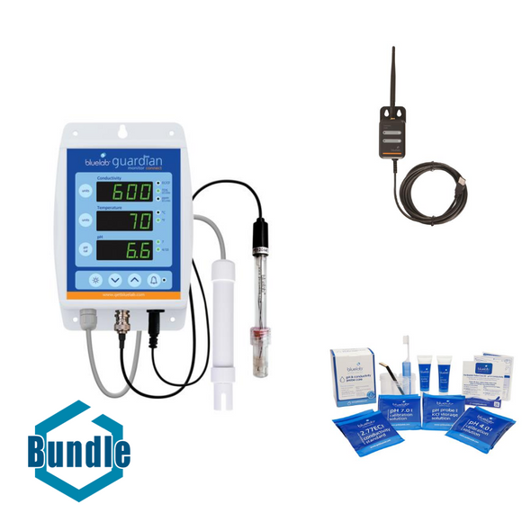 Bluelab Guardian Connect bundled with Bluelab Connect Stick bundled with Bluelab Probe Care pH & Conductivity