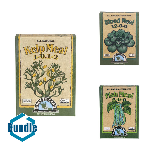 Down To Earth Kelp Meal - 5 lb bundled with Down To Earth Blood Meal - 5 lb bundled with Down To Earth Fish Meal - 5 lb