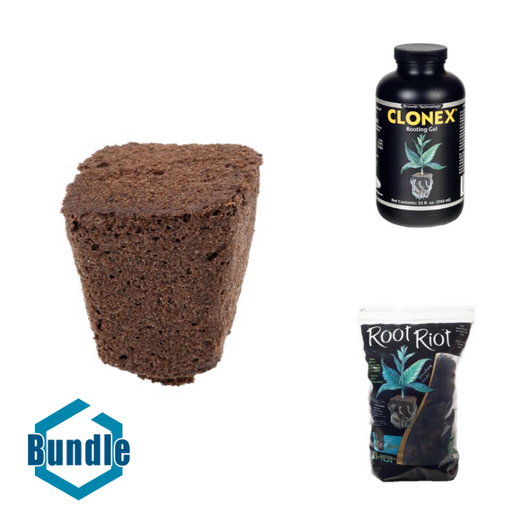 Root Riot Replacement Cubes - 1500 Cubes bundled with HydroDynamics Clonex Gel Quart bundled with Root Riot Replacement Cubes - 100 Cubes