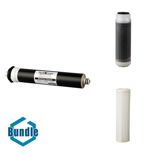 Hydro-Logic Stealth RO100/200 RO Membrane bundled with Hydro-Logic Stealth/Small Boy KDF85/Catalytic Carbon Upgrade Filter bundled with Hydro-Logic Stealth RO Sediment Filter - Pleated/Cleanable