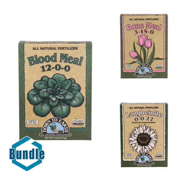 Down To Earth Blood Meal - 5 lb bundled with Down To Earth Bone Meal - 5 lb bundled with Down To Earth Langbeinite (Sul-Po-Mag) - 5 lb