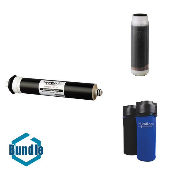 Hydro-Logic Stealth RO100/200 RO Membrane bundled with Hydro-Logic Stealth/Small Boy KDF85/Catalytic Carbon Upgrade Filter bundled with Hydro-Logic Algae Block Sleeve