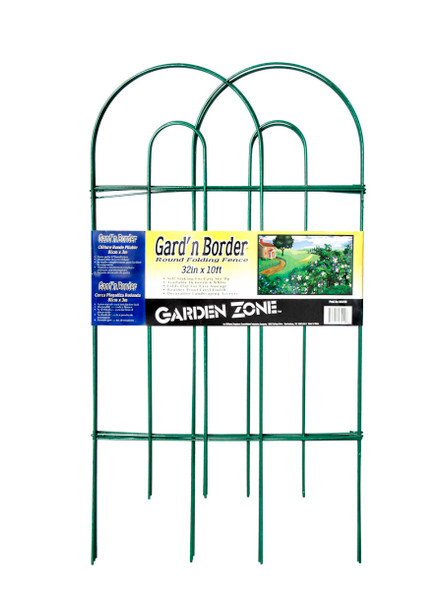 Garden Zone Gard'n Border Round Folding Fence - 32In X 10 ft - Green