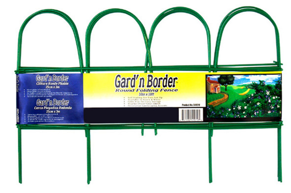 Garden Zone Gardn Border Round Folding Fence - 10In X 10 ft - Green