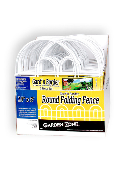 Garden Zone Gard'n Border Round Folding Fence - 18In X 8 ft - White