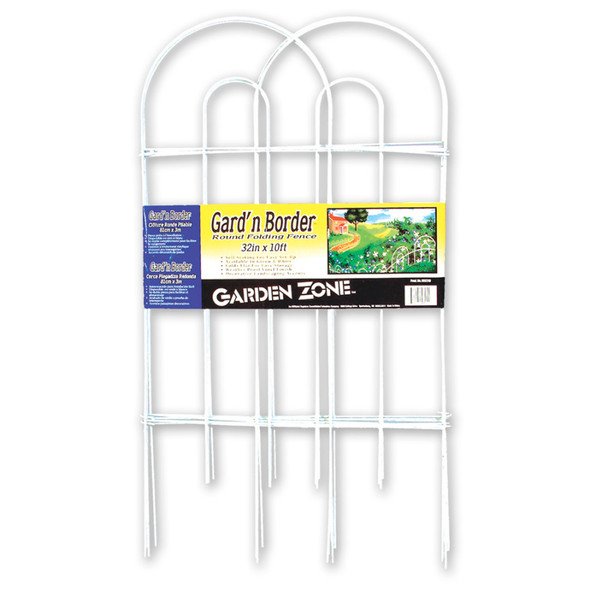 Garden Zone Gard'n Border Round Folding Fence - 32In X 10 ft - White
