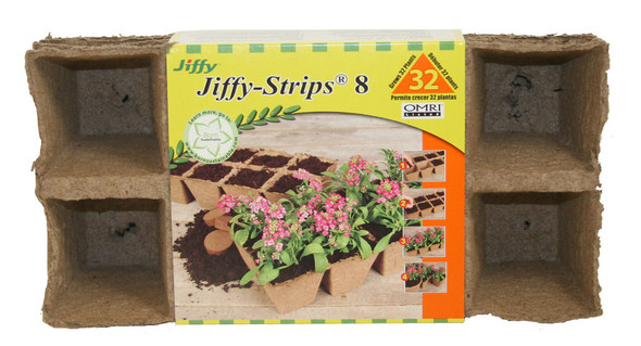 Jiffy Strips 8 Peat Strip Grows 32 Plants - 2.25 in