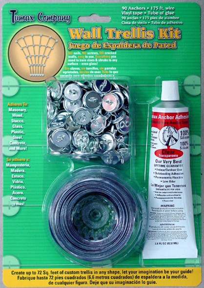 Tumax Wall Trellis Kit Anchors Wire Tape Glue - Assorted