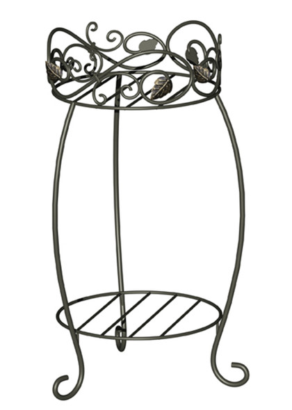 Panacea Double Plant Stand Scroll & Ivy Black 21.5in 100057368