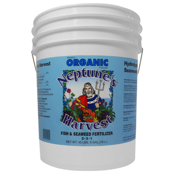 Neptune's Harvest Fish & Seaweed Blend Fertilizer Organic 2-3-1 - 5Gal Pail