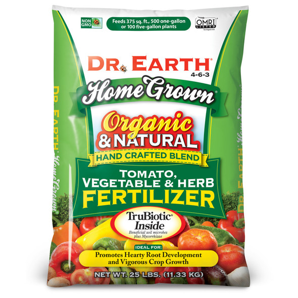 Dr. Earth Home Grown Premium Tomato, Vegetable & Herb Fertilizer 4-6-3 - 25 lb